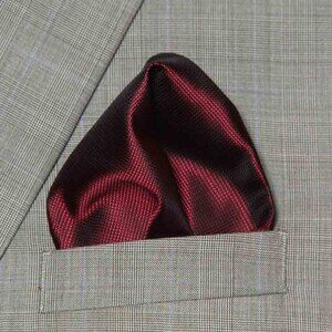 Gascoigne Pocket Square Red Micro Grid Pattern Men's